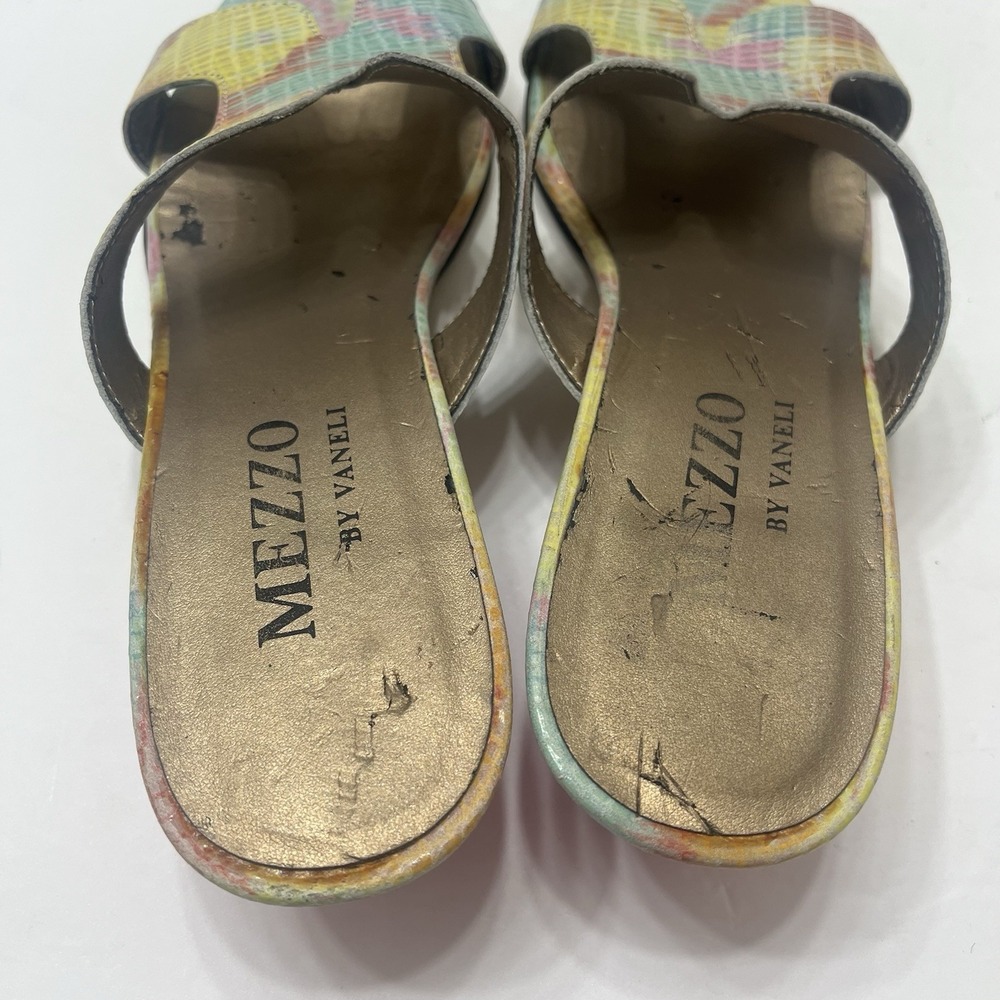 Mezzo By Vaneli Multicolored Slide Sandals Snake-Skin Print Pink Heel Women 10.5 - Picture 6 of 9